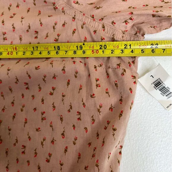 Old Navy Ditsy Floral Tan Red Button Up Long Sleeve Cotton Shirt Women Large NWT - Picture 11 of 14
